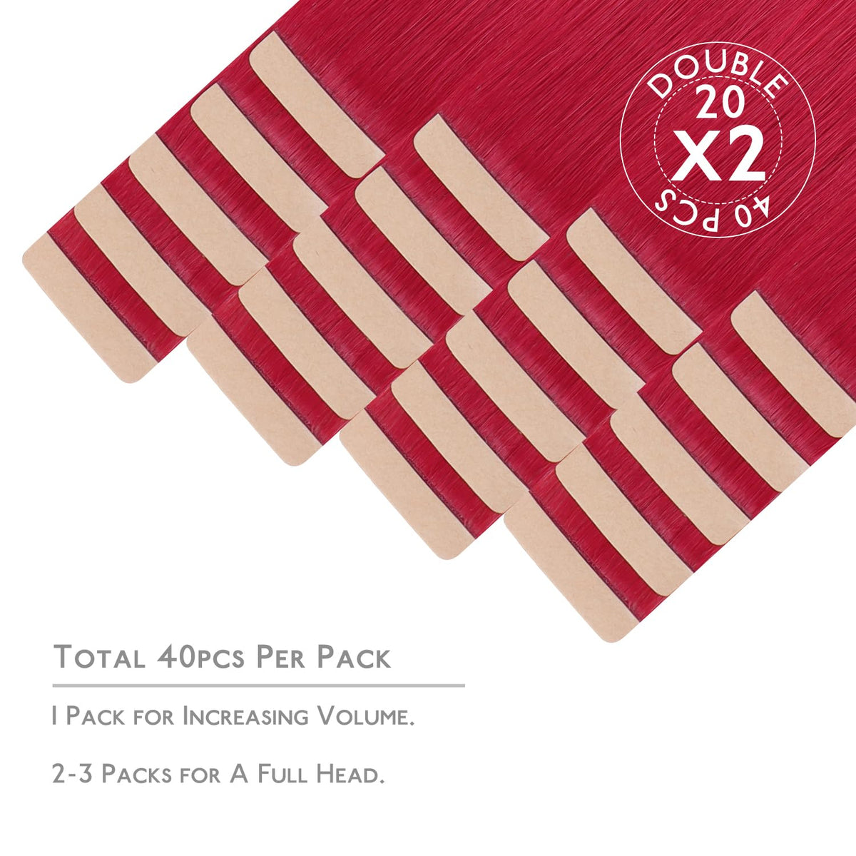 Wennalife Tape in Hair Extensions 22 Inch Red packaging