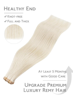 Wennalife Tape in Hair Extensions 24 Inch White Blonde showing hair texture