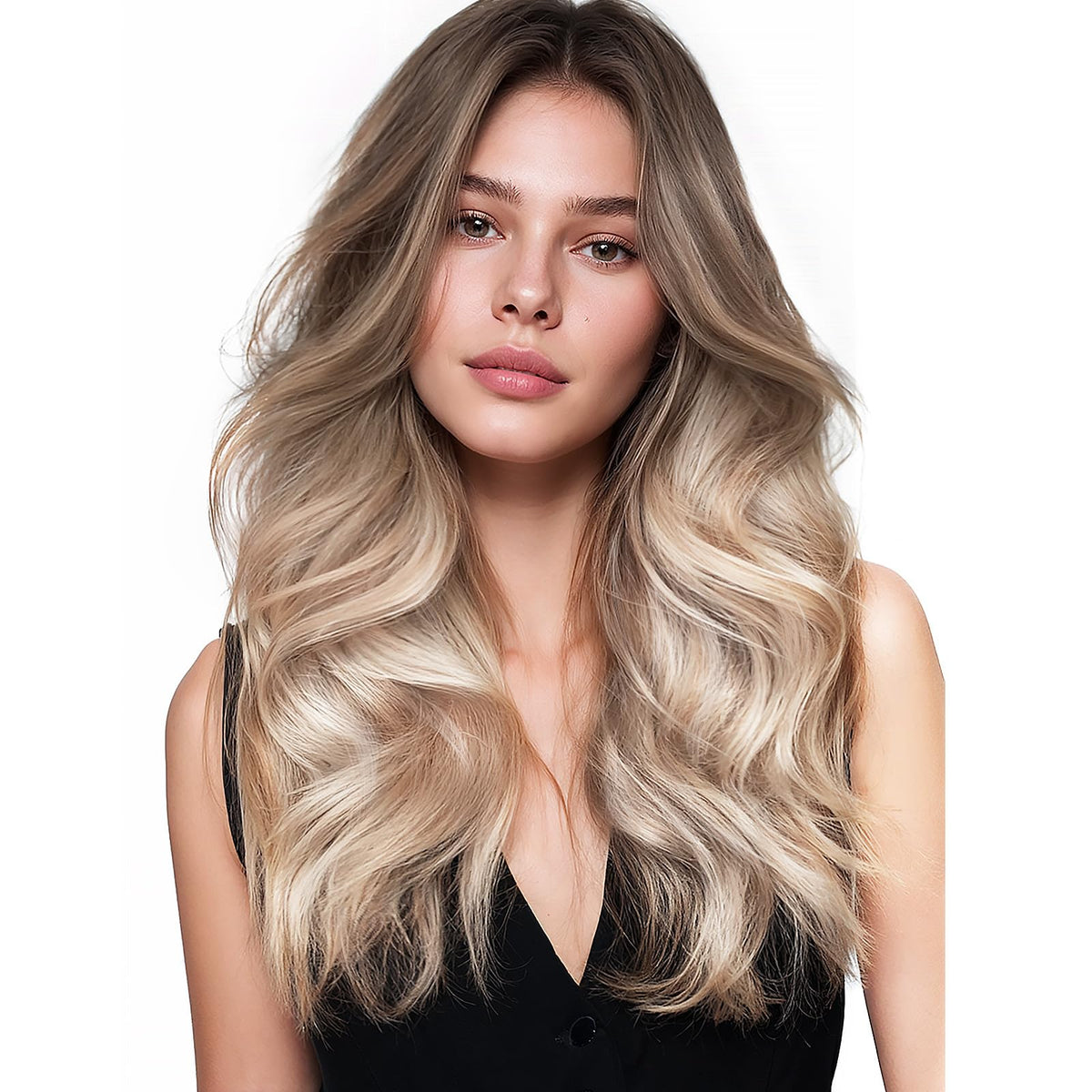 Wennalife Tape in Hair Extensions 40pcs 100g 22 inch Balayage Sandy Brown to Platinum Blonde
