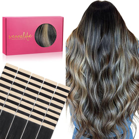 Wennalife Tape in Hair Extensions 40pcs 100g Balayage front view