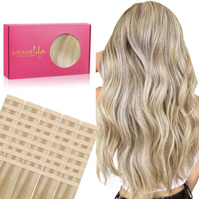 Wennalife Tape in Hair Extensions 40pcs 60g 10 inch Dirty Blonde front view