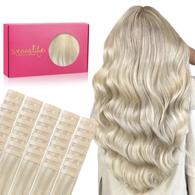 Wennalife Tape in Hair Extensions 40pcs Ash Blonde front view