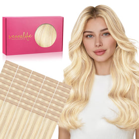 Wennalife Tape in Hair Extensions 40pcs Balayage Blonde front view