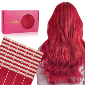 Wennalife Tape in Hair Extensions 40pcs red front view