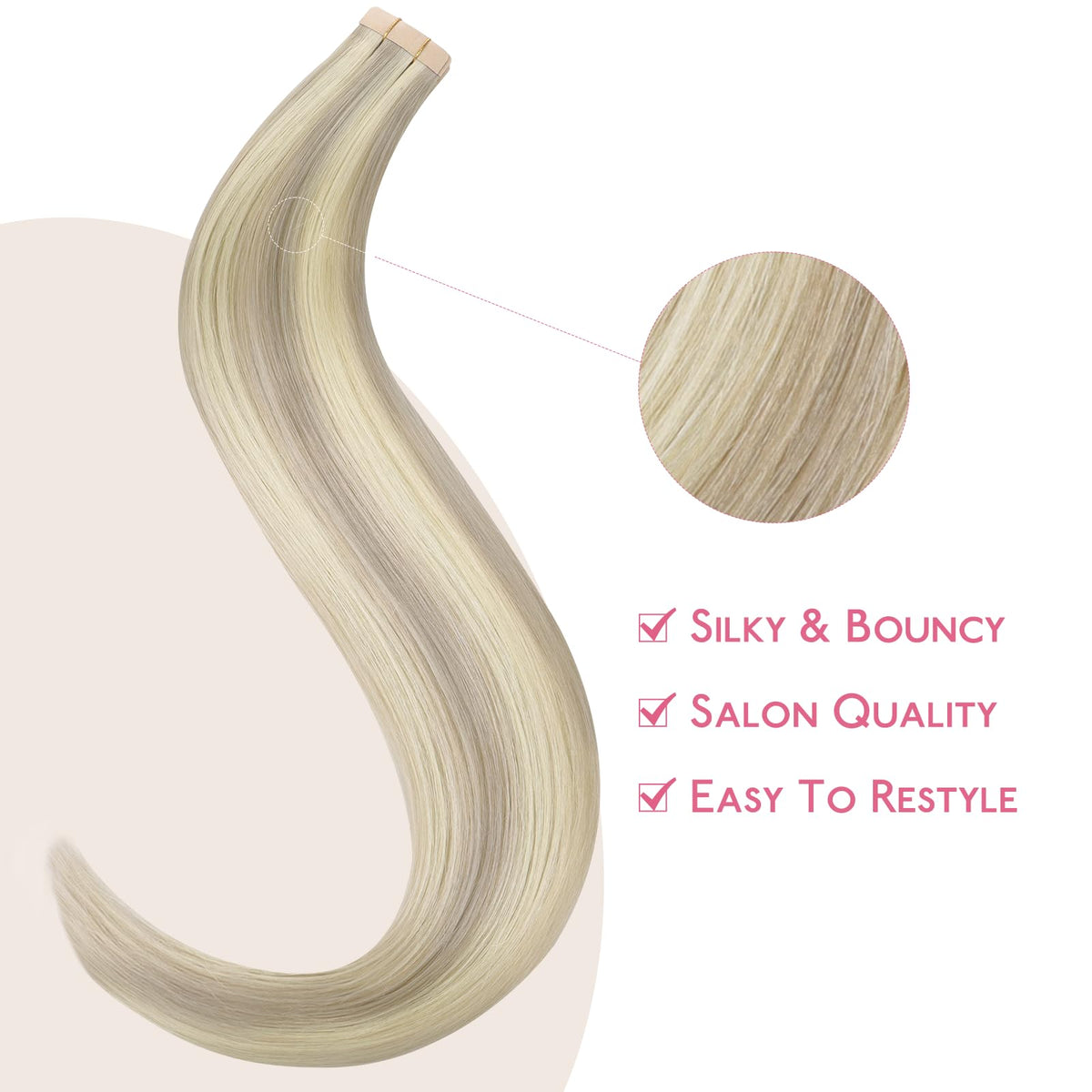 Wennalife Tape in Hair Extensions Ash Blonde Highlighted packaging