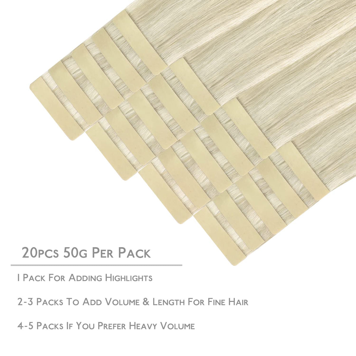 Wennalife Tape in Hair Extensions Ash Blonde Highlighted Platinum Blonde