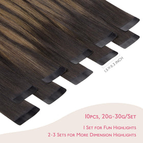 Wennalife Tape in Hair Extensions Balayage Dark Brown packaging