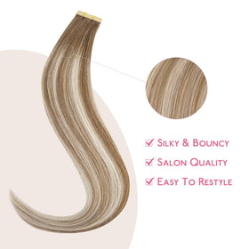 Wennalife Tape in Hair Extensions Balayage Dirty Blonde in use