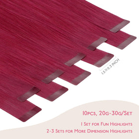 Wennalife Tape In Hair Extensions Burgundy Red packaging