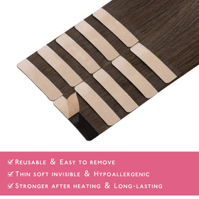 Wennalife Tape in Hair Extensions Chocolate Brown length comparison