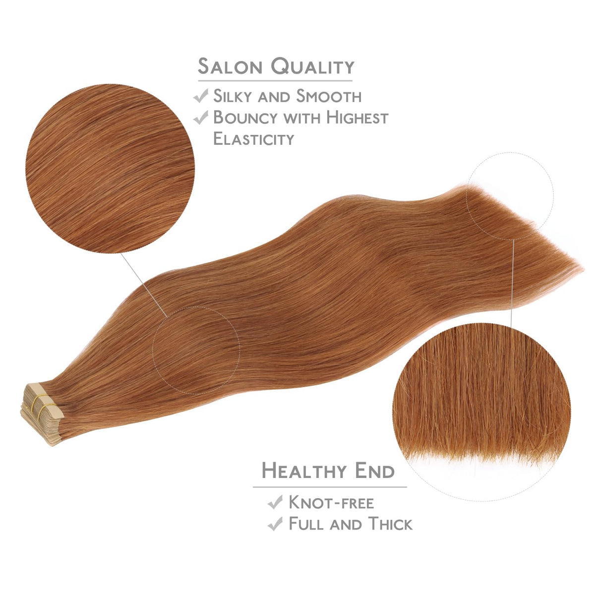 Wennalife Tape in Hair Extensions Cinnamon Terra Copper colour sample