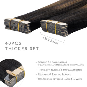 Wennalife Tape in Hair Extensions close-up of balayage colour