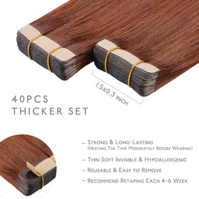 Wennalife Tape in Hair Extensions close-up of Cinnamon Copper colour