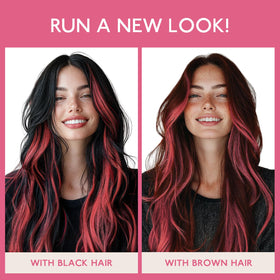Wennalife Tape in Hair Extensions Coral Red on model