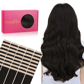 Wennalife Tape in Hair Extensions dark brown front view