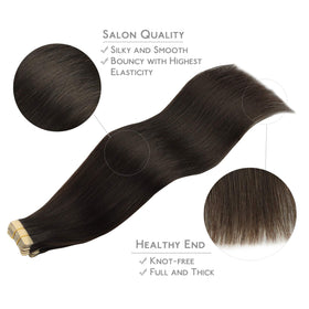 Wennalife Tape in Hair Extensions dark brown shade on display
