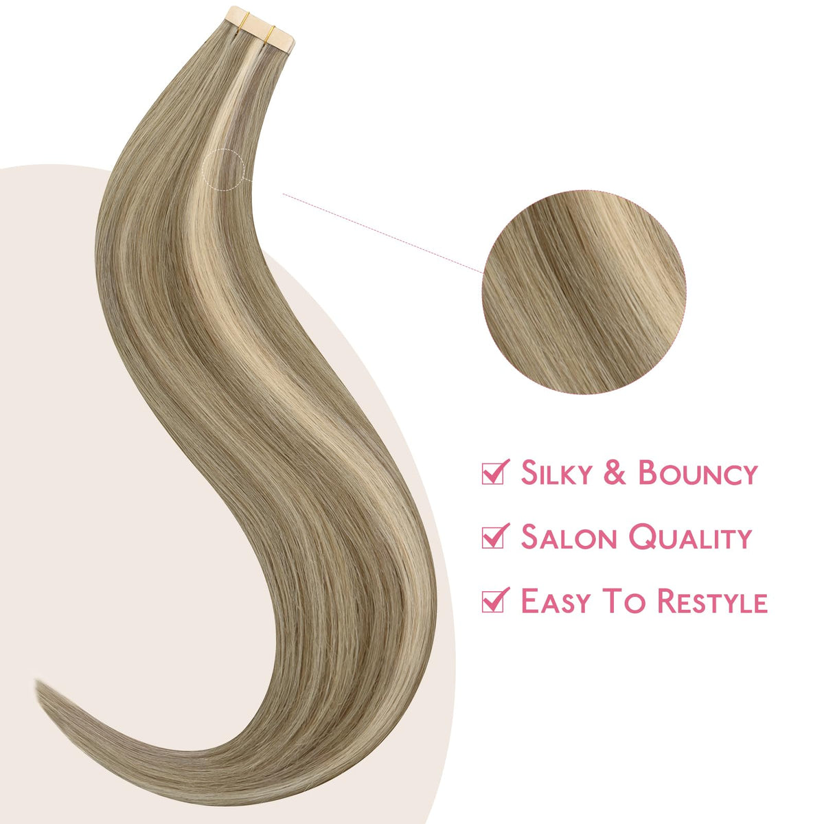 Wennalife Tape In Hair Extensions displayed on a mannequin