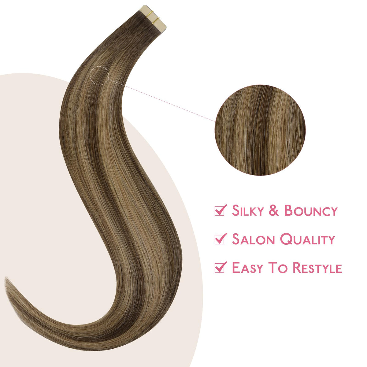 Wennalife Tape in Hair Extensions displayed on a mannequin head