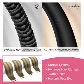 Wennalife Tape In Hair Extensions displayed on a model