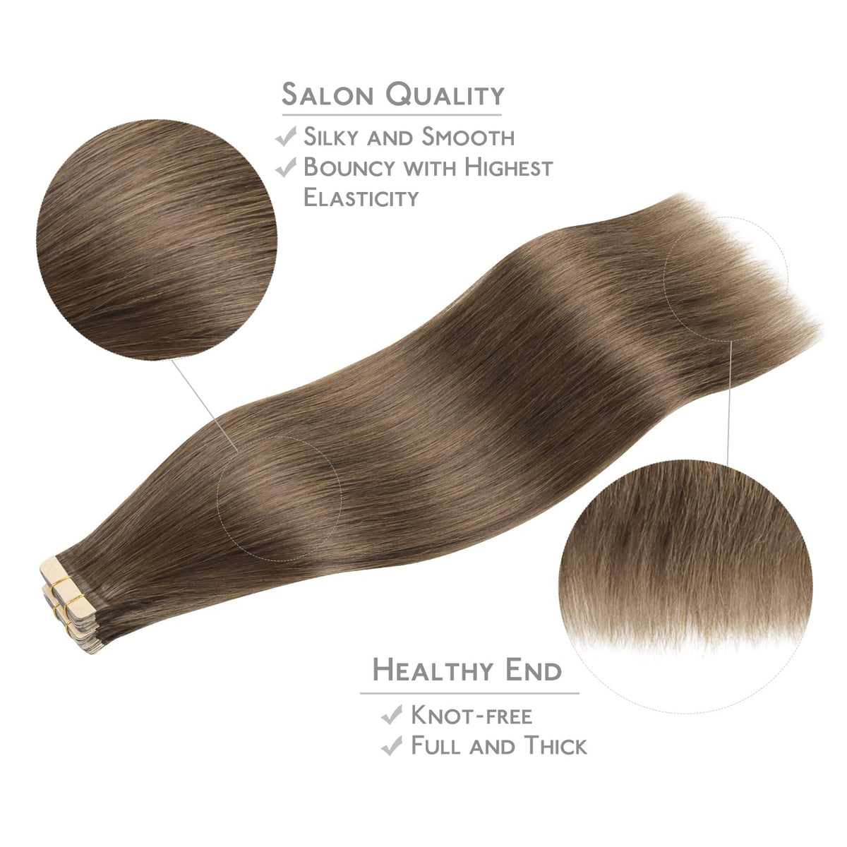 Wennalife Tape in Hair Extensions displayed on a model