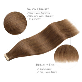 Wennalife Tape in Hair Extensions displayed on a model