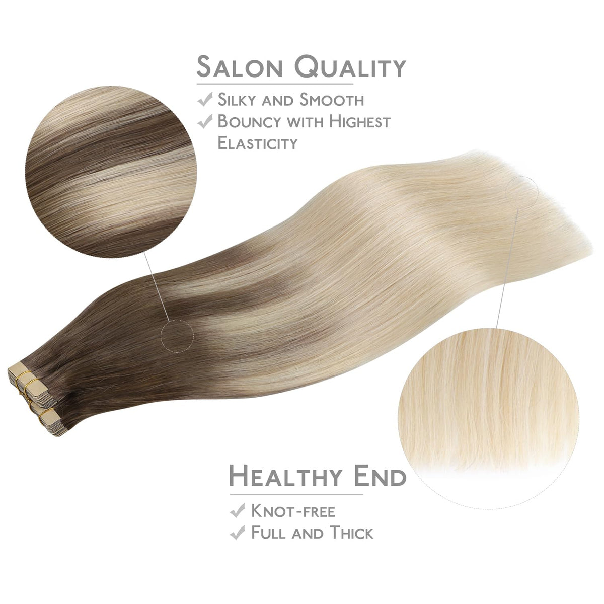 Wennalife Tape in Hair Extensions displayed on a model