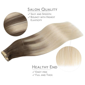 Wennalife Tape in Hair Extensions displayed on a model