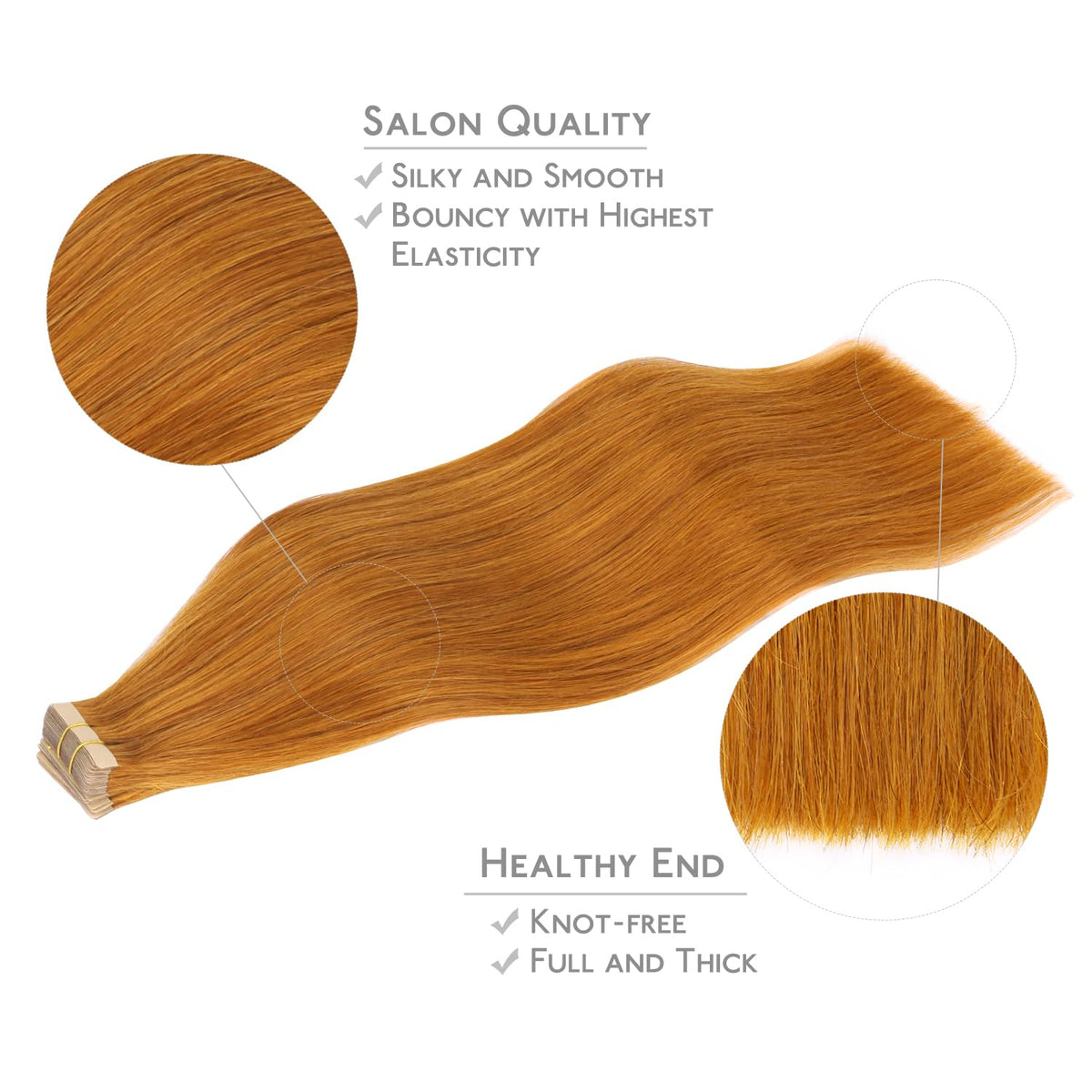 Wennalife Tape in Hair Extensions displayed on a model