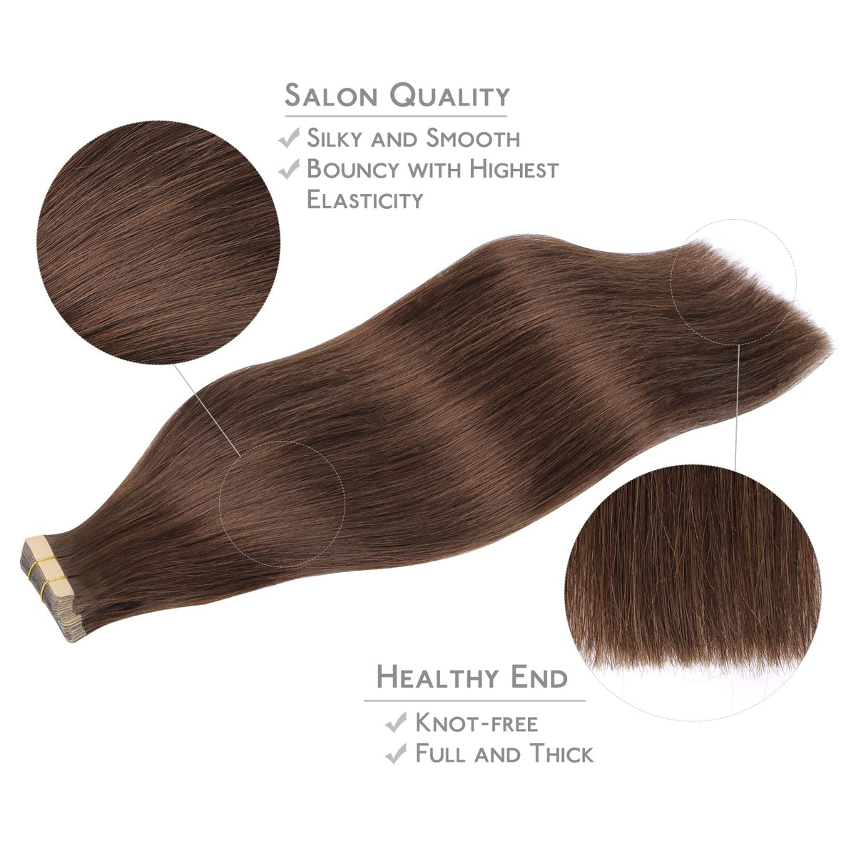 Wennalife Tape in Hair Extensions displayed on a model