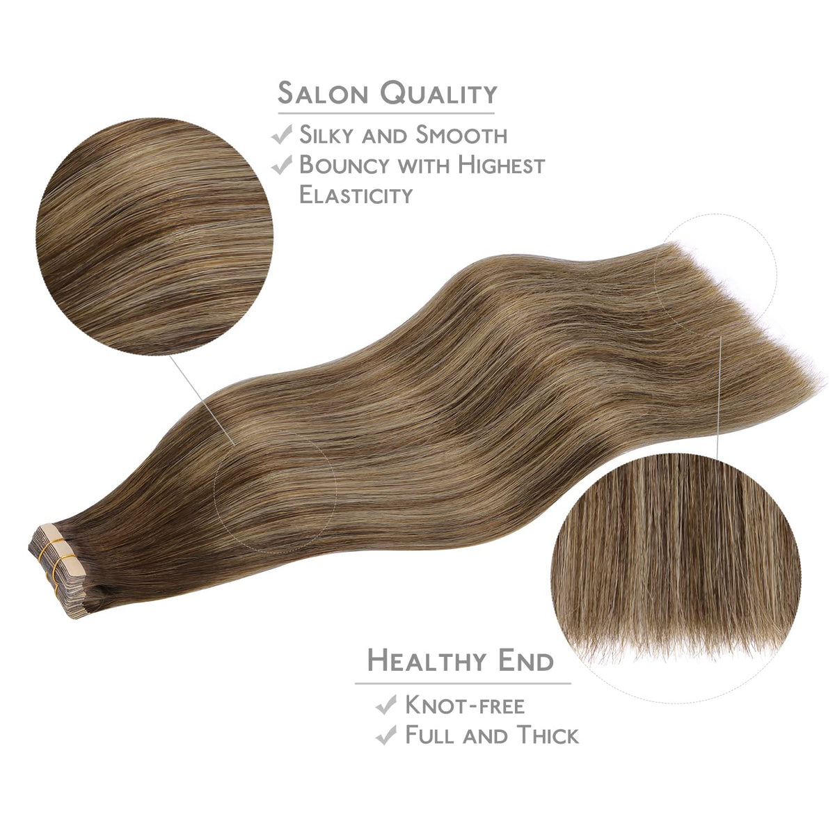 Wennalife Tape in Hair Extensions displayed on a model