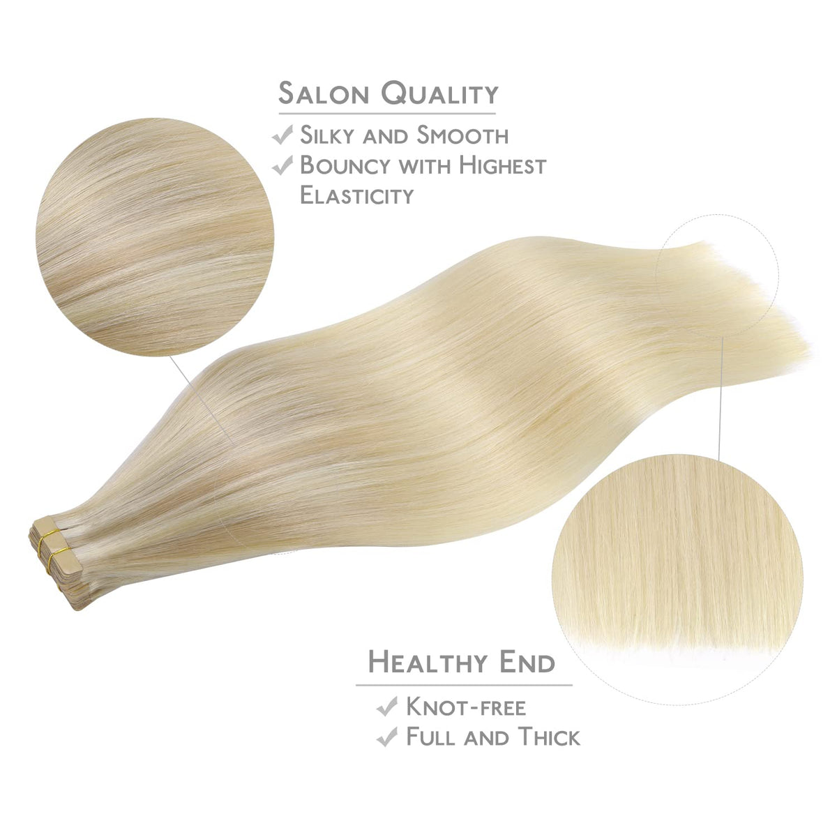 Wennalife Tape in Hair Extensions displayed on a model