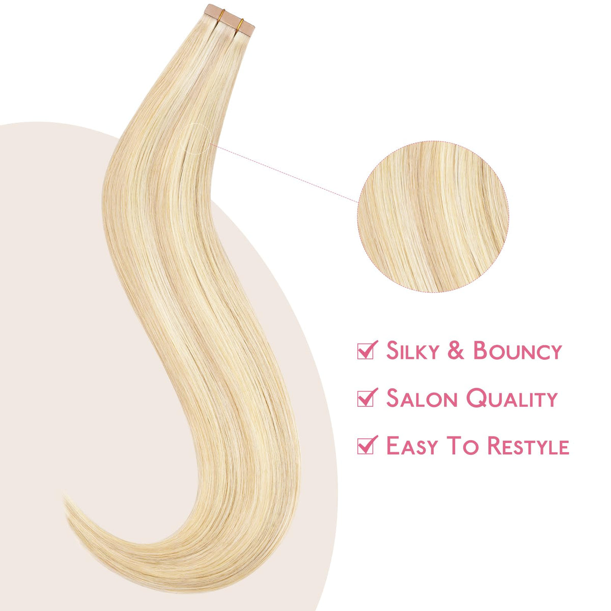 Wennalife Tape in Hair Extensions displayed on a model