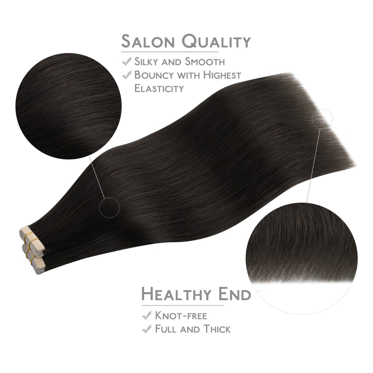 Wennalife Tape in Hair Extensions displayed on a model