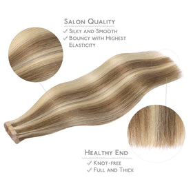 Wennalife Tape in Hair Extensions displayed on a model