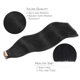 Wennalife Tape in Hair Extensions displayed on a model