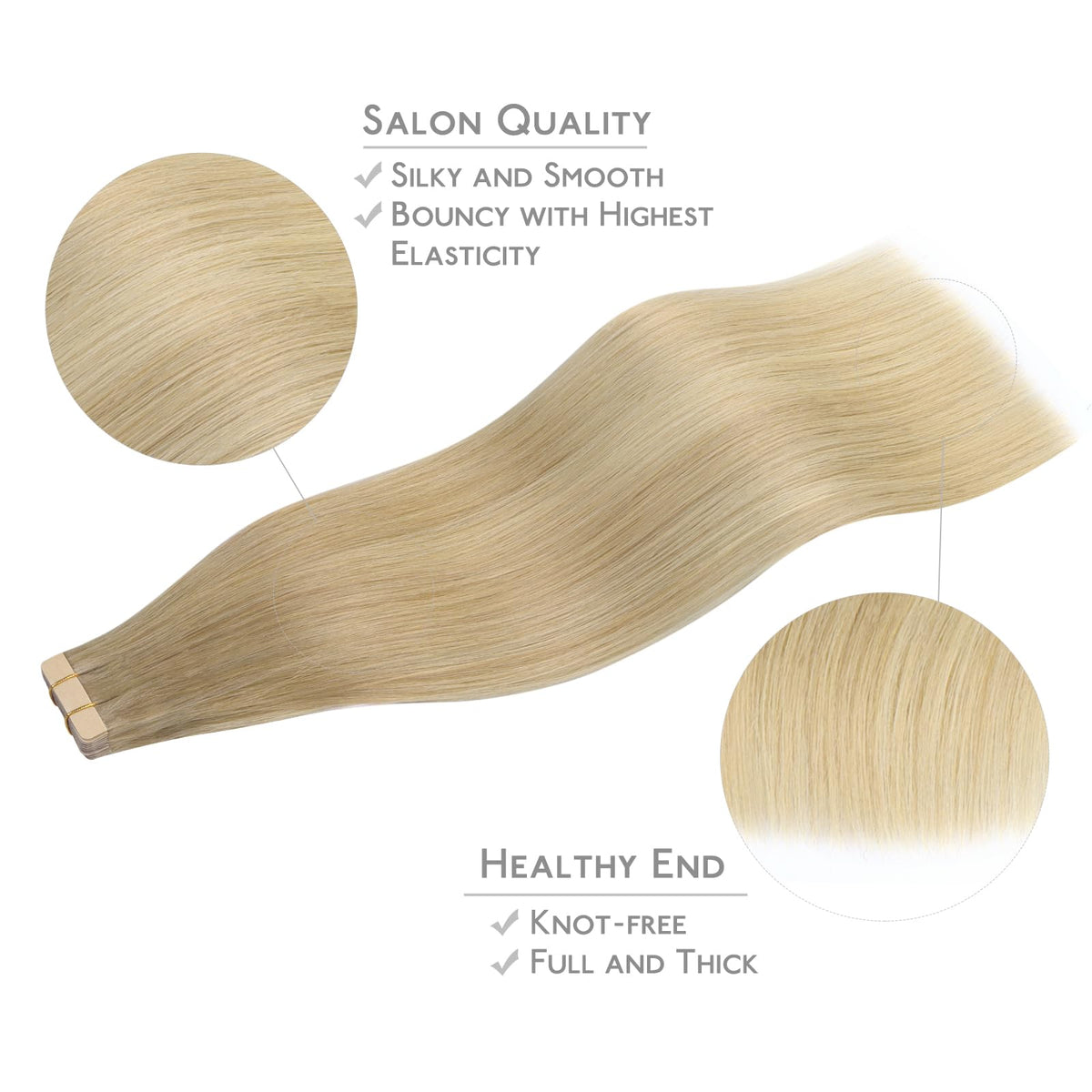 Wennalife Tape in Hair Extensions displayed on a model