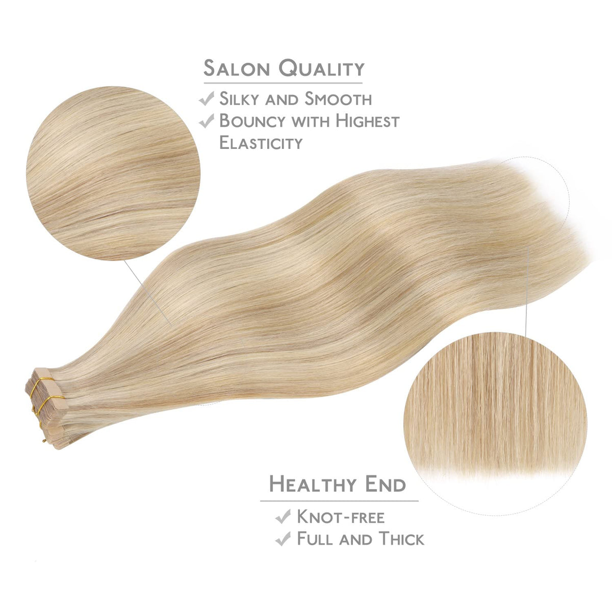 Wennalife Tape in Hair Extensions displayed on a model