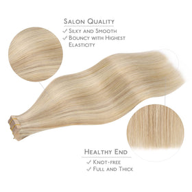 Wennalife Tape in Hair Extensions displayed on a model