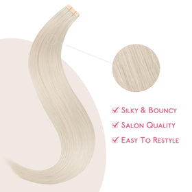 Wennalife Tape in Hair Extensions displayed with hair tools