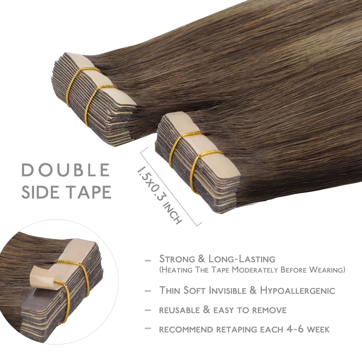 Wennalife Tape in Hair Extensions displayed with natural light