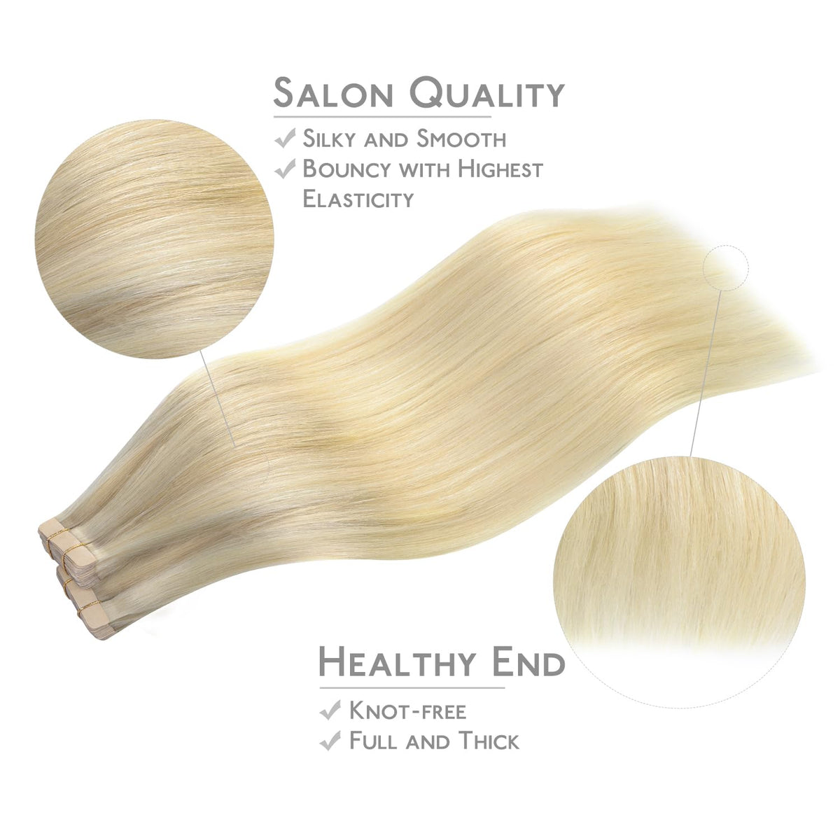 Wennalife Tape in Hair Extensions displayed with replacement tapes
