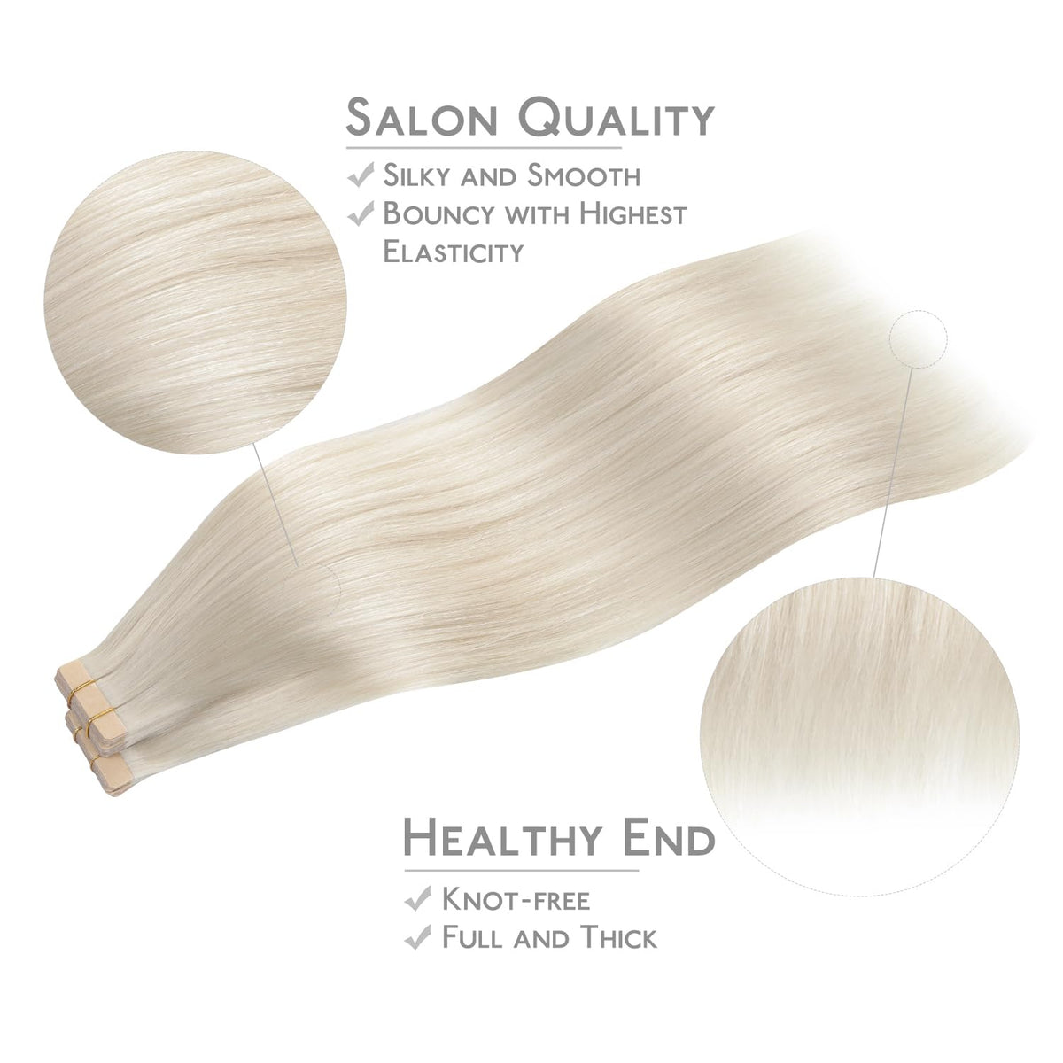 Wennalife Tape in Hair Extensions displayed with replacement tapes