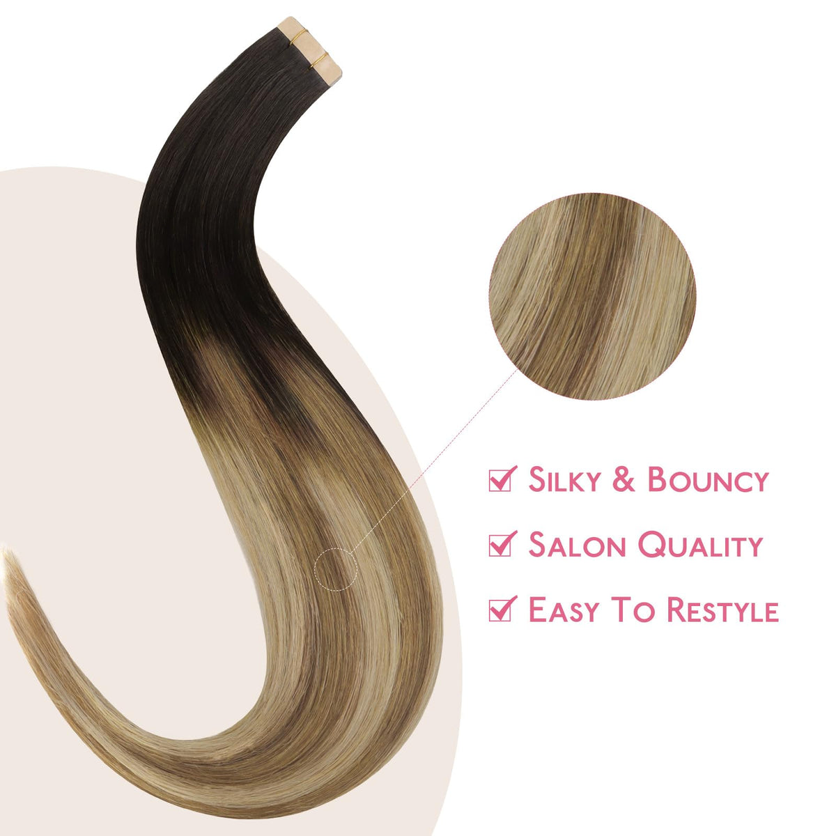Wennalife Tape In Hair Extensions highlighted strands