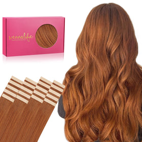 Wennalife Tape in Hair Extensions in Dirty Ginger front view