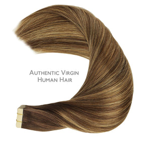 Wennalife Tape in Hair Extensions in natural light highlighting the shine