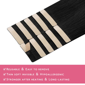 Wennalife Tape in Hair Extensions Jet Black on a model