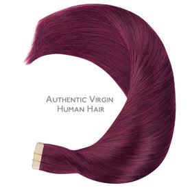 Wennalife Tape in Hair Extensions Light Burgundy texture detail