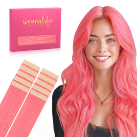 Wennalife Tape in Hair Extensions Light Pink 10 inch front view