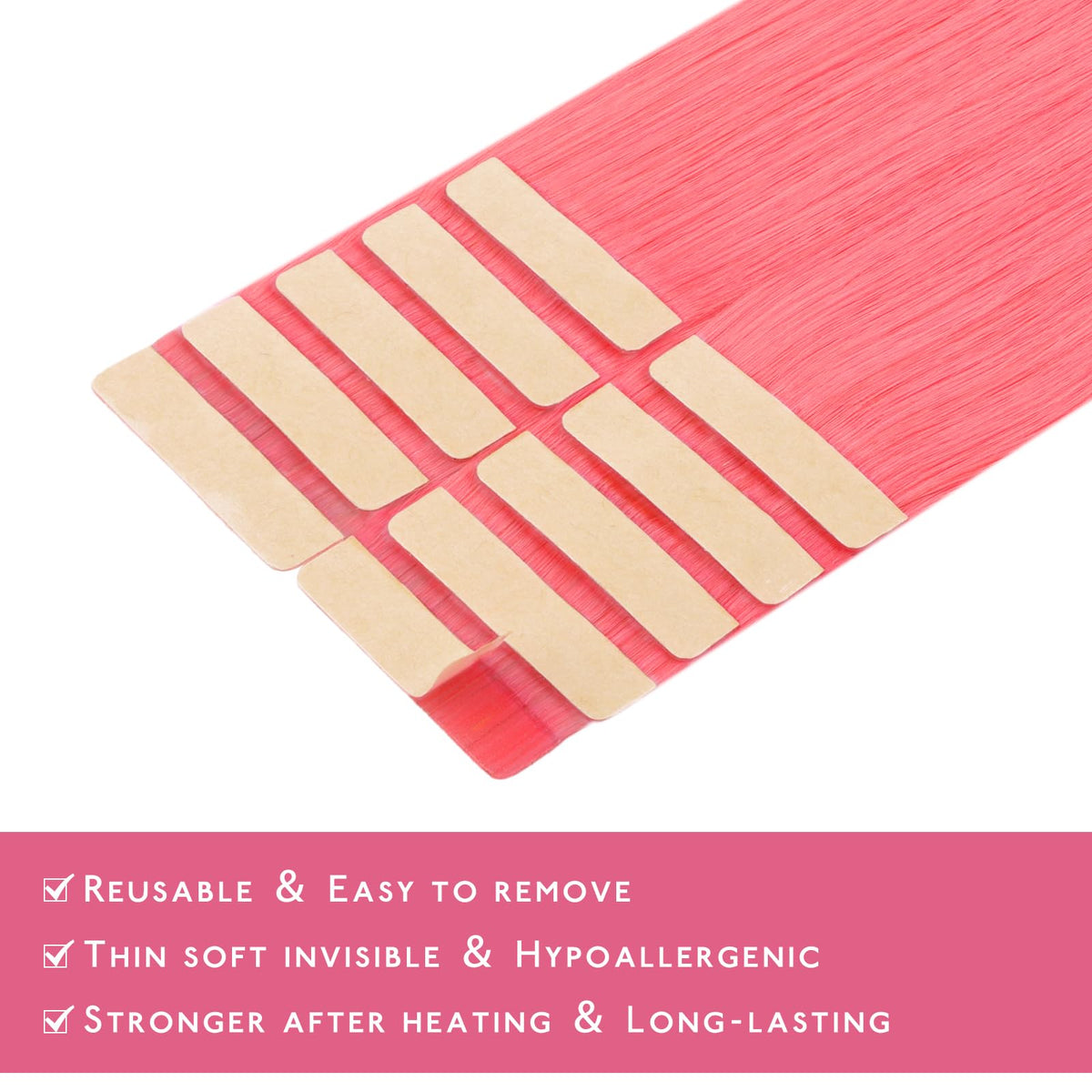 Wennalife Tape in Hair Extensions Light Pink on display