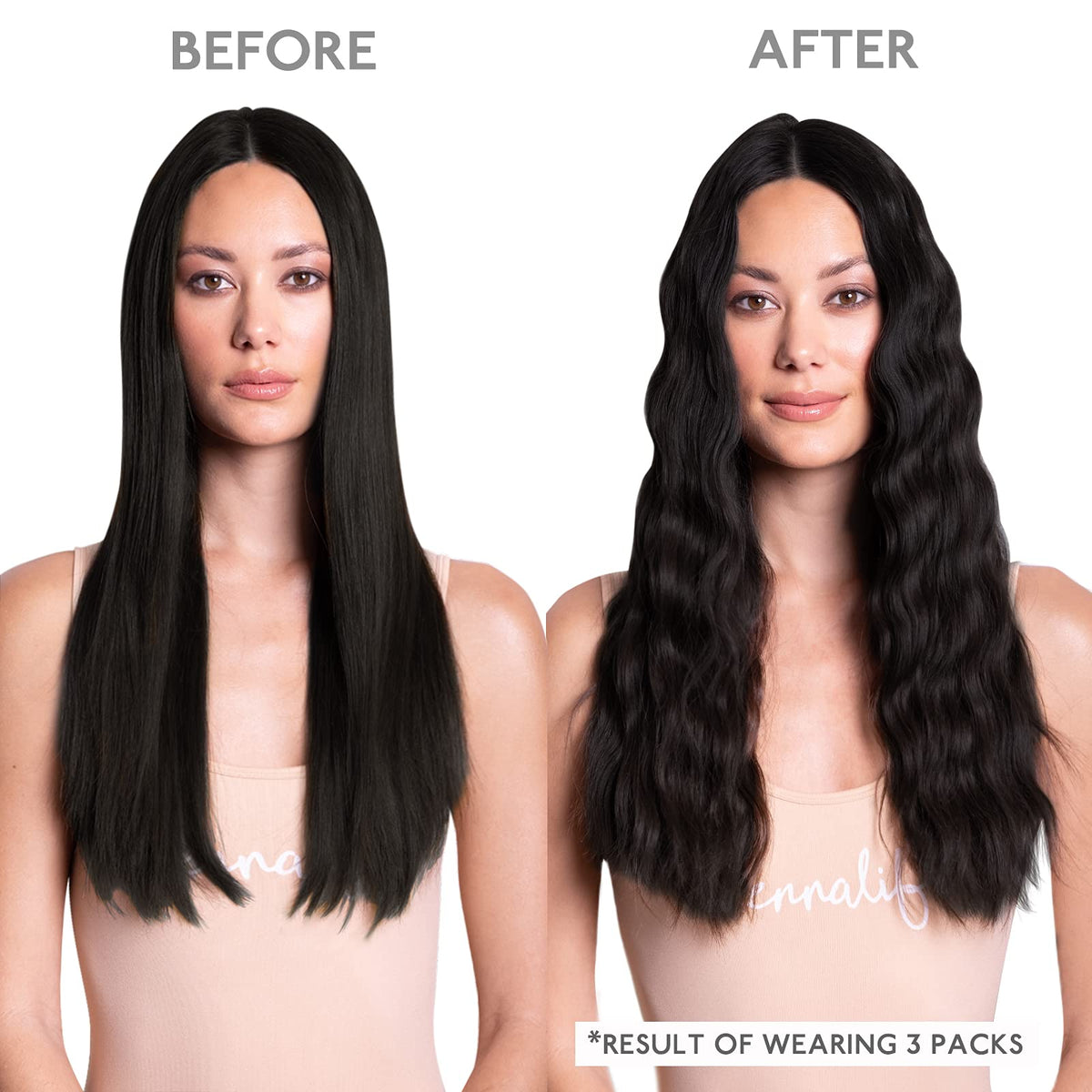 Wennalife Tape in Hair Extensions Natural Black on a mannequin